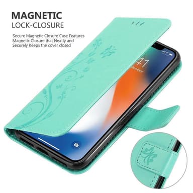 iPhone XS MAX Suojakuori Lompakkokotelo (Turkoosi)