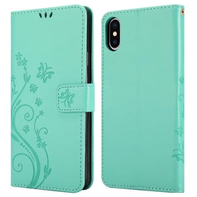 iPhone XS MAX Suojakuori Lompakkokotelo (Turkoosi)