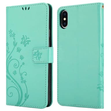 iPhone XS MAX Suojakuori Lompakkokotelo (Turkoosi)