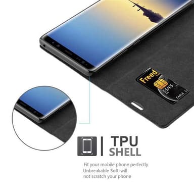 Samsung Galaxy NOTE 8 Suojakuori Lompakkokotelo (Musta)