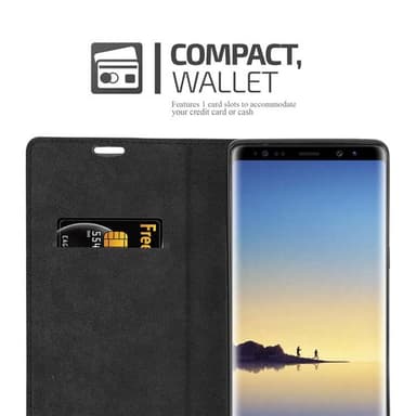 Samsung Galaxy NOTE 8 Suojakuori Lompakkokotelo (Musta)