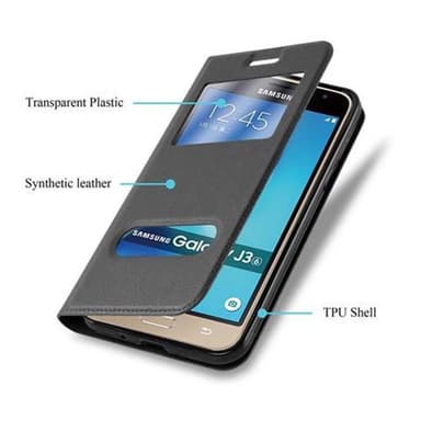 Lompakkokotelo Samsung Galaxy J3 2016 Case (Musta)