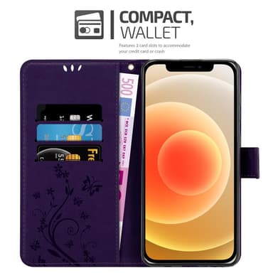 iPhone 12 MINI Suojakuori Lompakkokotelo (Violetti)