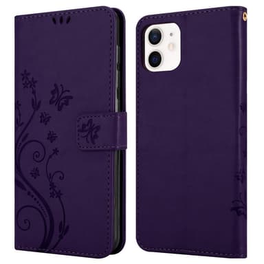 iPhone 12 MINI Suojakuori Lompakkokotelo (Violetti)