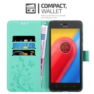 Motorola MOTO C Suojakuori Lompakkokotelo (Turkoosi)