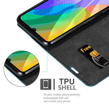 Huawei Y6P Suojakuori Lompakkokotelo (Turkoosi)