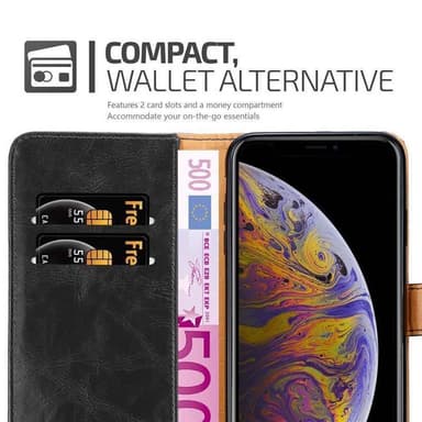 iPhone XS MAX Suojakuori Lompakkokotelo (Musta)