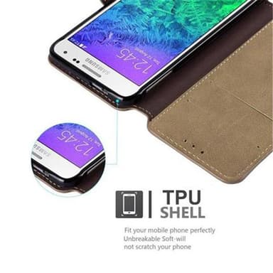 Samsung Galaxy ALPHA Suojakuori Lompakkokotelo (Ruskea)