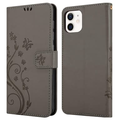 iPhone 12 MINI Suojakuori Lompakkokotelo (harmaa)