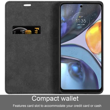 Motorola MOTO G22 Suojakuori Lompakkokotelo (Musta)