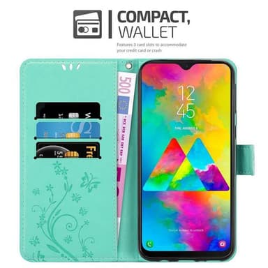 Samsung Galaxy M20 Suojakuori Lompakkokotelo (Turkoosi)