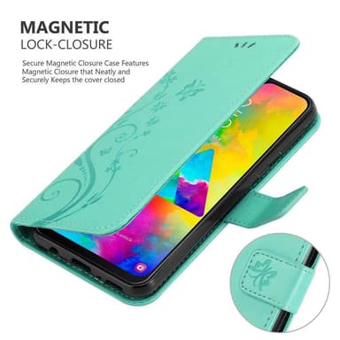 Samsung Galaxy M20 Suojakuori Lompakkokotelo (Turkoosi)