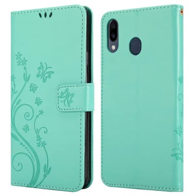 Samsung Galaxy M20 Suojakuori Lompakkokotelo (Turkoosi)