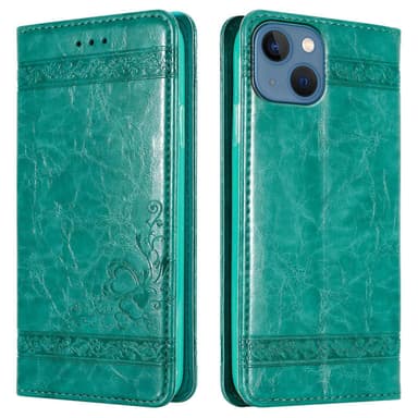 iPhone 13 Suojakuori Lompakkokotelo (Turkoosi)