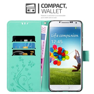 Samsung Galaxy S4 Suojakuori Lompakkokotelo (Turkoosi)