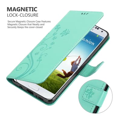 Samsung Galaxy S4 Suojakuori Lompakkokotelo (Turkoosi)