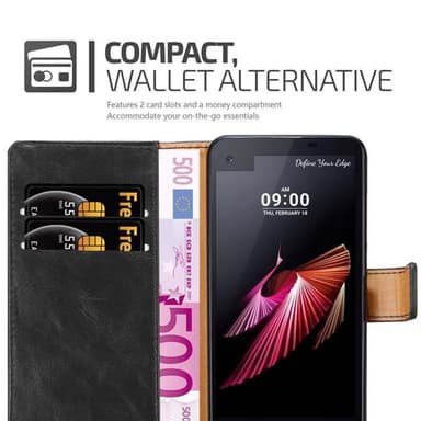 LG X SCREEN Suojakuori Lompakkokotelo (Musta)