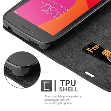 Lenovo A PLUS Suojakuori Lompakkokotelo (Musta)