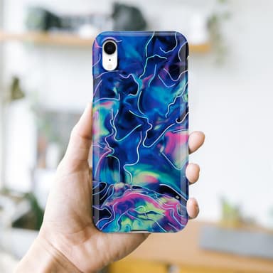 iPhone XR Suojakuori Lompakkokotelo (Sininen)