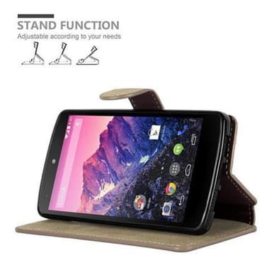 LG Google NEXUS 5 Suojakuori Lompakkokotelo (Ruskea)