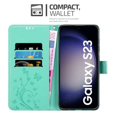 Samsung Galaxy S23 Suojakuori Lompakkokotelo (Turkoosi)