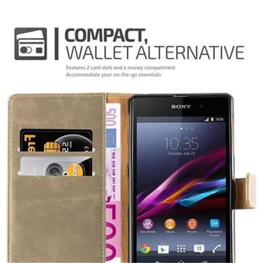 Sony Xperia Z1 Suojakuori Lompakkokotelo (Ruskea)