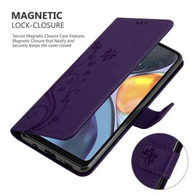 Motorola MOTO G22 Suojakuori Lompakkokotelo (Violetti)