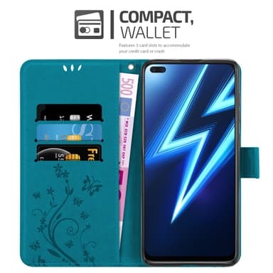 Realme 6 PRO Suojakuori Lompakkokotelo (Sininen)