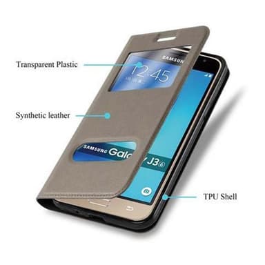 Lompakkokotelo Samsung Galaxy J3 2016 Case (Ruskea)