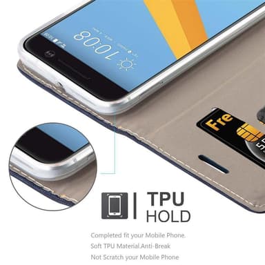 HTC ONE M10 Suojakuori Lompakkokotelo (Sininen)