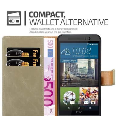 HTC ONE M9 Suojakuori Lompakkokotelo (Ruskea)