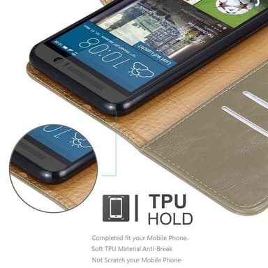 HTC ONE M9 Suojakuori Lompakkokotelo (Ruskea)