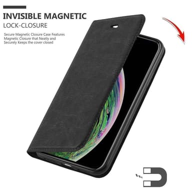iPhone XS MAX Suojakuori Lompakkokotelo (Musta)