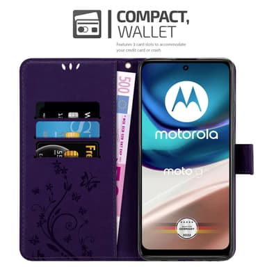 Motorola MOTO G42 Suojakuori Lompakkokotelo (Violetti)