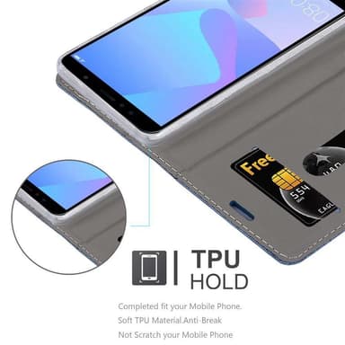 Huawei Y6 PRIME Suojakuori Lompakkokotelo (Sininen)