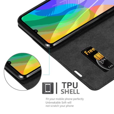 Huawei Y6P Suojakuori Lompakkokotelo (Musta)