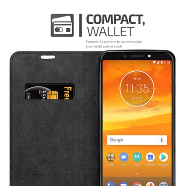 Motorola MOTO E5 PLUS Suojakuori Lompakkokotelo (Musta)