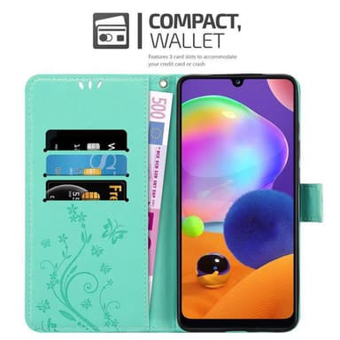 Samsung Galaxy A31 Suojakuori Lompakkokotelo (Turkoosi)