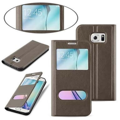 Lompakkokotelo Samsung Galaxy S6 EDGE Case (Ruskea)