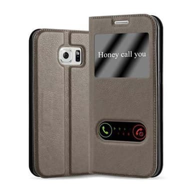 Lompakkokotelo Samsung Galaxy S6 EDGE Case (Ruskea)