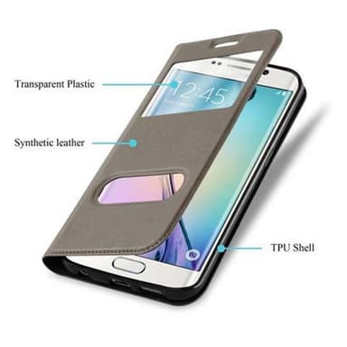 Lompakkokotelo Samsung Galaxy S6 EDGE Case (Ruskea)