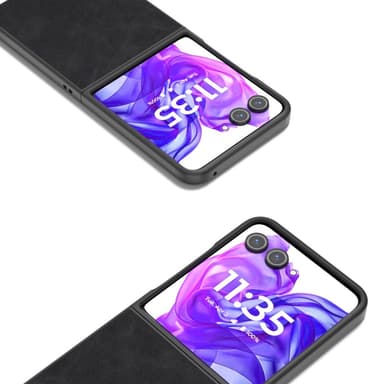 SKALO Motorola Razr 50 Ultra 5G ABEEL PU Nahka Fold Suojakuori - Musta