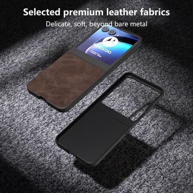 SKALO Motorola Razr 50 5G ABEEL PU Nahka Fold Suojakuori - Ruskea