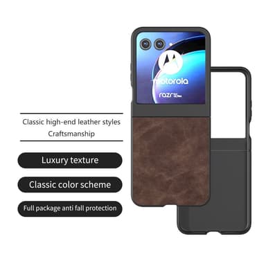 SKALO Motorola Razr 50 5G ABEEL PU Nahka Fold Suojakuori - Ruskea