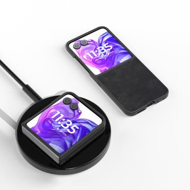 SKALO Motorola Razr 50 Ultra 5G ABEEL PU Nahka Fold Suojakuori - Musta