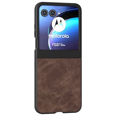 SKALO Motorola Razr 50 5G ABEEL PU Nahka Fold Suojakuori - Ruskea