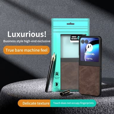 SKALO Motorola Razr 50 5G ABEEL PU Nahka Fold Suojakuori - Ruskea