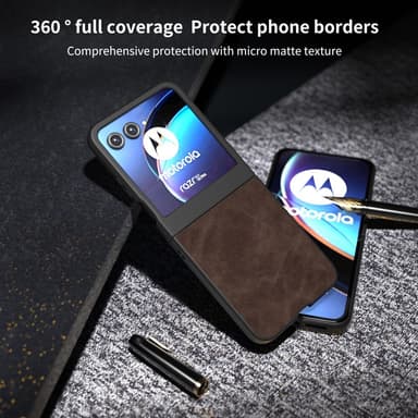 SKALO Motorola Razr 50 5G ABEEL PU Nahka Fold Suojakuori - Ruskea