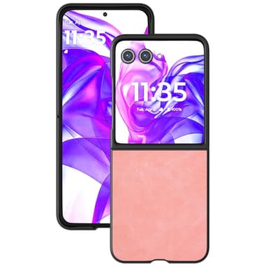 SKALO Motorola Razr 50 Ultra 5G ABEEL PU Nahka Fold Suojakuori - Pinkki