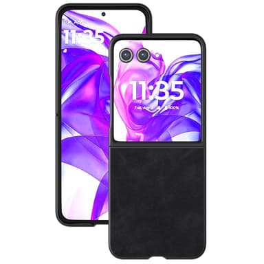 SKALO Motorola Razr 50 Ultra 5G ABEEL PU Nahka Fold Suojakuori - Musta